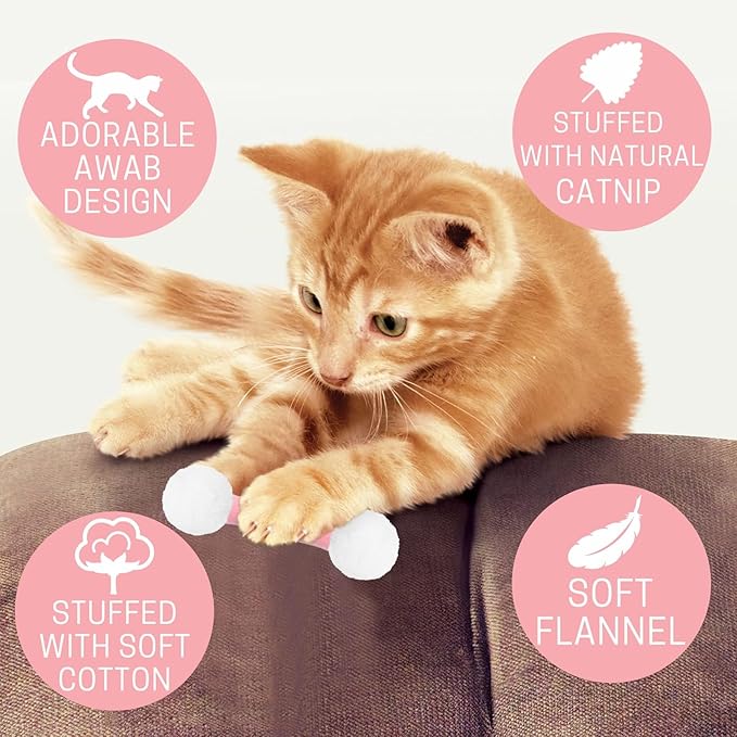 CiyvoLyeen Swabs Catnip Toys Set of 6 Soft Plush Cat Kicker Toys Interactive Kitty Kick Sticks for Cat Lovers Gift Sturdy Cat Teething Chew Toy for Cat