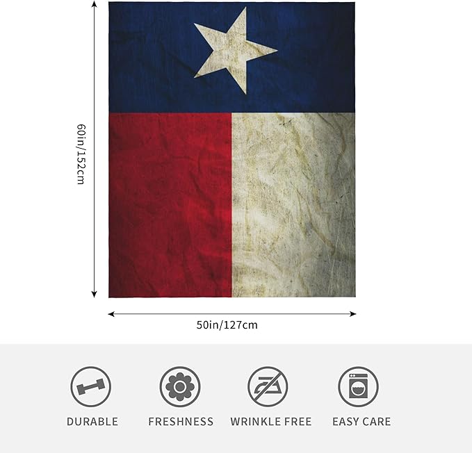 Texas Flag Soft Throw Blanket Flannel Fleece Blankets Warm Cozy Lightweight Fuzzy Blanket for Bed Sofa Couch Home Decor 60"X50"