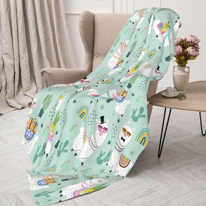 Llamas Blanket Throw Blanket for Bed Soft Cozy Fluffy Couch Blankets Fleece Blanket Throw Gifts for Women Men Girls Boys 50"x40"