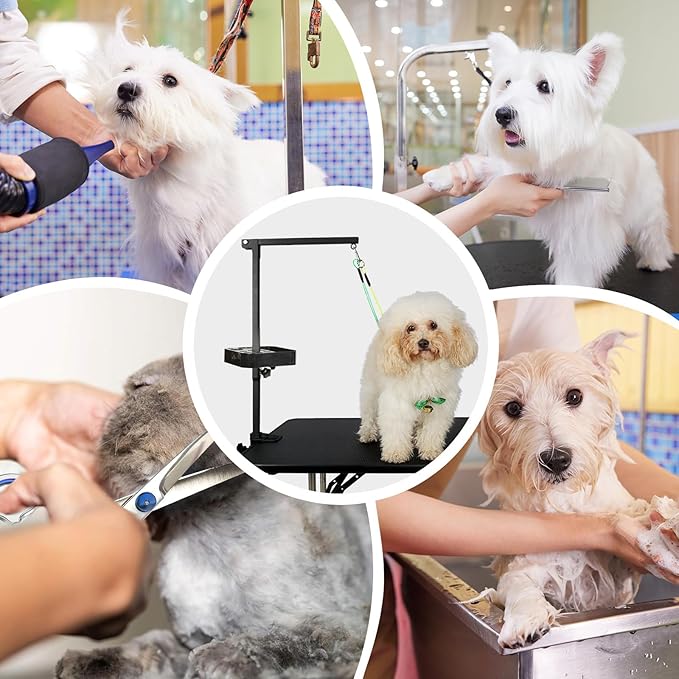 Breeze Touch Rotatable Dog Grooming Organizer with Dog Grooming Kit for Dog Grooming Table Accessories, Portable Pet Grooming Tools Holder Dog Grooming Arm with Clamp for Hairdressing Scissors Combs
