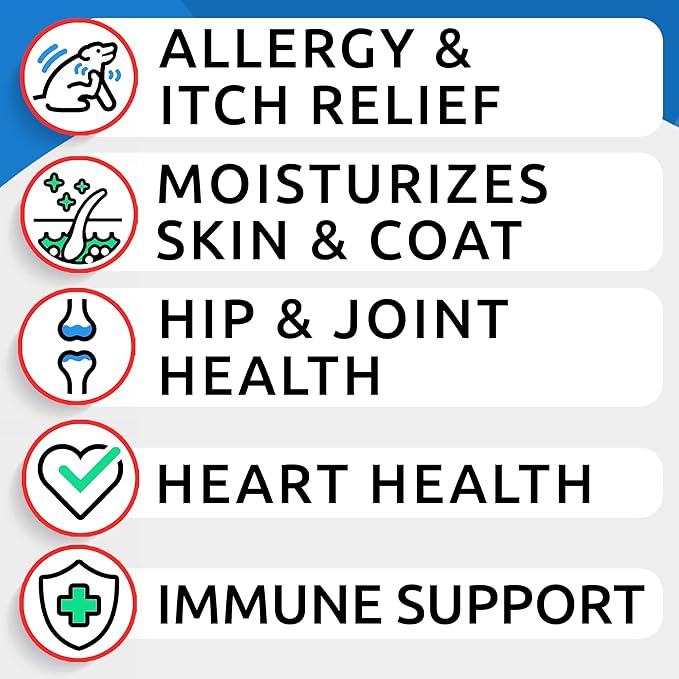 BARK&SPARK Omega 3 for Dogs - 150 Fish Oil Treats for Dogs - Skin and Coat Supplement - EPA & DHA Fatty Acids - Canine Salmon Oil - Cod