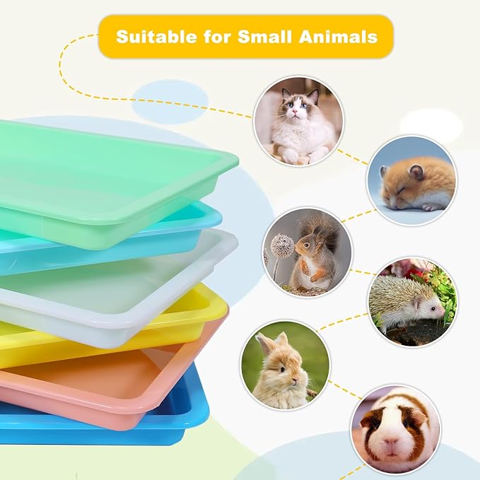 6 Pcs Kitten Litter Box, Low Entry Litter Box with Scooper, Portable Litter Box Shallow Litter Pan Open Travel Kitten Boxes for Small Cat, Hamster, Rabbit, 6 Colors