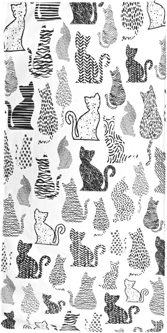 LIVILAN Cat Kitten Beach Towel, Soft Microfiber, 30'x60', Quick Dry, Sand Proof, Perfect for Women, Anime Picnic, Bath, Pool, Yoga, Cute Cat Hello Kitty Design, Ideal Gifts