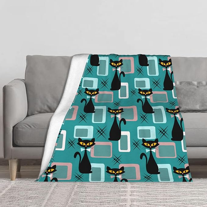 Medieval Cat Soft Throw Blanket Flannel Fleece Blankets Warm Cozy Lightweight Fuzzy Blanket for Bed Sofa Couch Home Decor 60"X50"