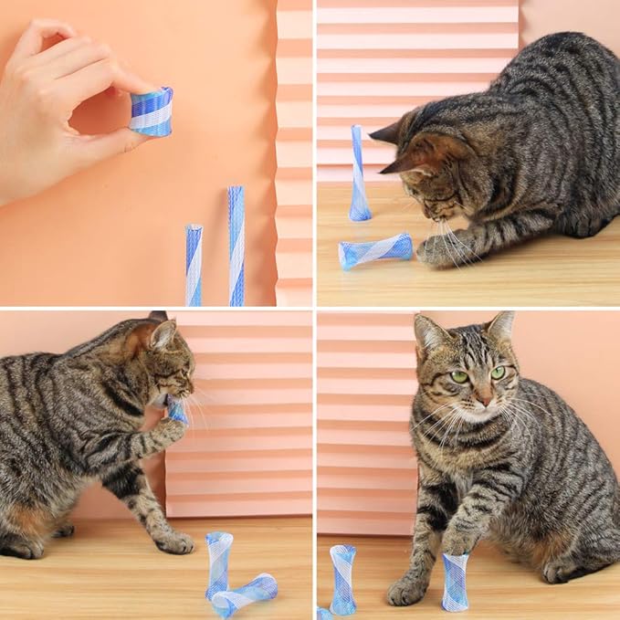 maxin 30 Pcs Cat Spring Toys Set, Plastic Colorful Cat Springs Tube and Cat Spiral Spring Pet Toys for Swatting, Biting, Hunting Kitten Interactive Toys