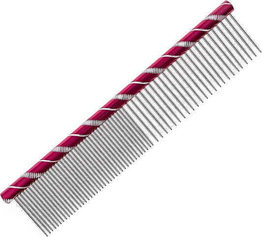 Dog Comb By MEKBOK - Grooms Cats As Well - For Medium to Thick Coats - 8 Inch Length - Rounded Spine - Grooming Tool for Mats and Shedding