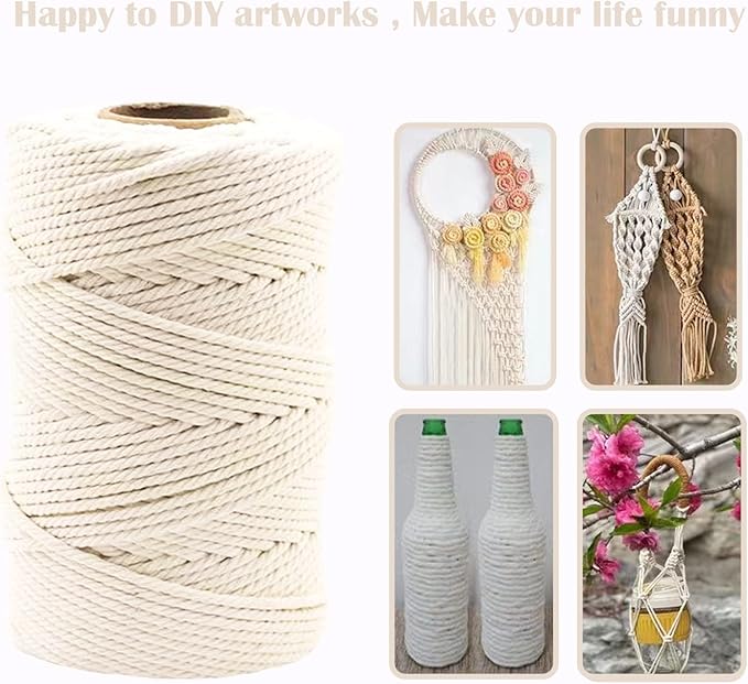 Natural Jute Twine Hemp String for Cat Scratcher Post, 164FT, 6MM, Multipurpose Use