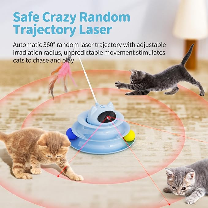 Interactive Cat Toys,5-in-1 Automatic Cat Toy for Indoor Cats, Rechargeable Hide and Seek Toy with PVC Cover