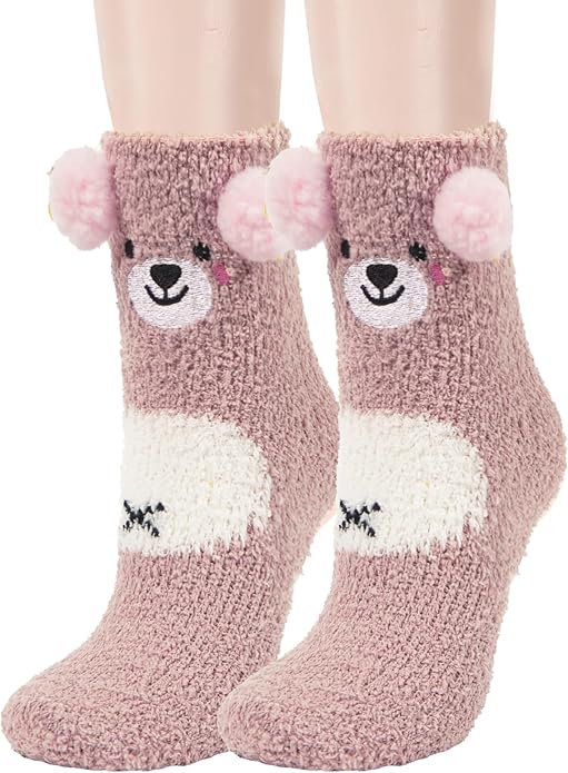 Benefeet Sox Cute Fuzzy Socks for Women Girls Fluffy Warm Cozy Novelty Slipper Socks Funny Animal Plush Sleeping Socks