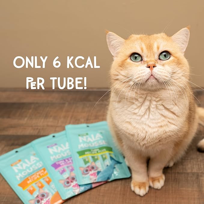 Love, NALA Lickable Cat Treats Squeeze Up, Sachet Tuna Mousse, Puree Wet Cat Treats - Grain Free Cat Treats Lickable, Natural Cat Squeeze Up Treats- Cat Puree Meal Topper - 4 Pack 2oz.