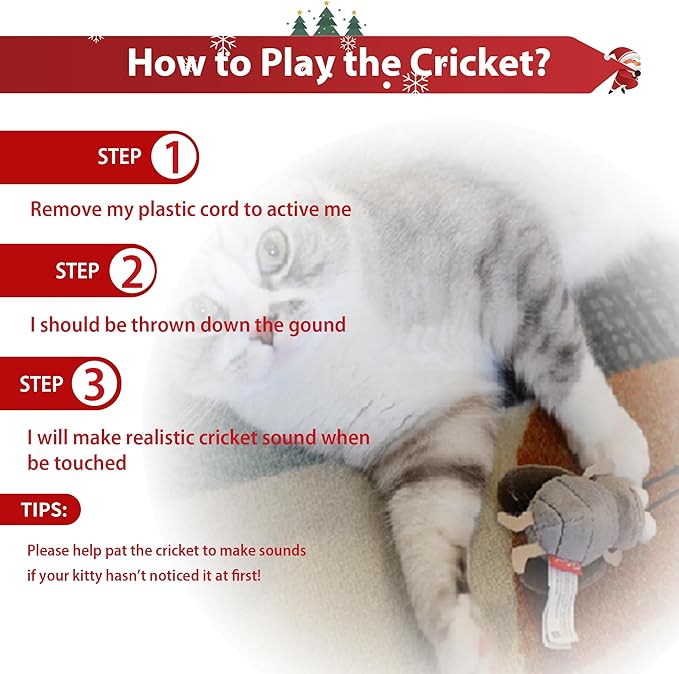 PETGEEK GiGwi Chirping Cricket Cat Toys Realistic Bird Plush Toy- Perfect Melody Chaser Cat Toys for Bored Indoor Adult Cats- Hangable Design Best Gift for Birthday, Thanksgiving, Christmas, New Year
