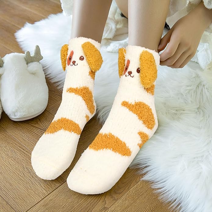 Benefeet Sox Cute Fuzzy Socks for Women Girls Fluffy Warm Cozy Novelty Slipper Socks Funny Animal Plush Sleeping Socks