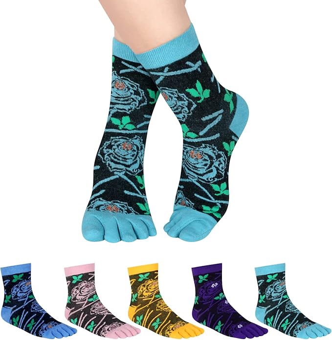Benefeet Sox Toe Socks Women Men Cute Cat Five Finger Socks for Girls Colorful Cotton Ankle Athletic Running Socks with Toes