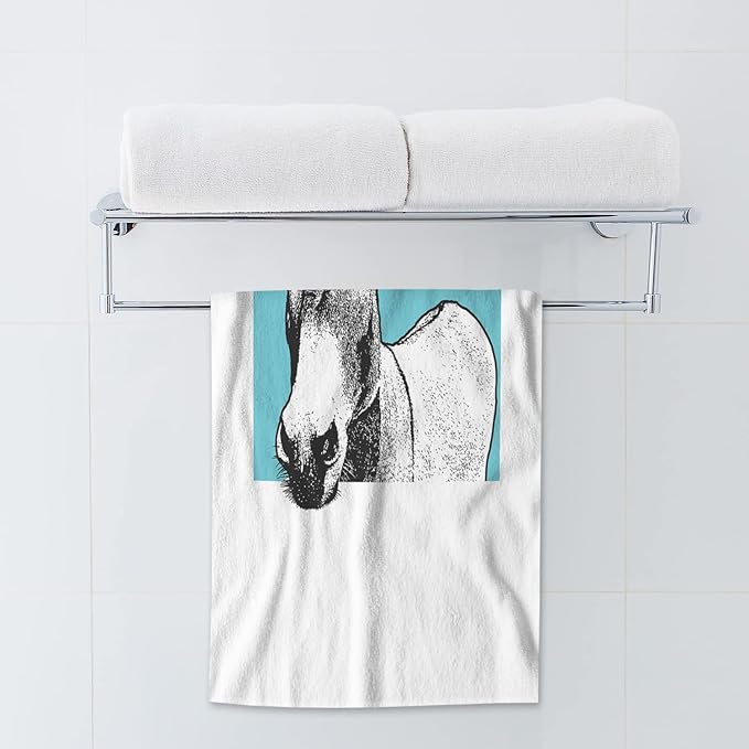 AOYEGO Donkey Towels Portrait of Cute Farm Animal Donkey Head Black White Turquoise Bathroom Kitchen Hand Towels Beach Bath Face Towels for Yoga Swim Golf 15x30 Inch