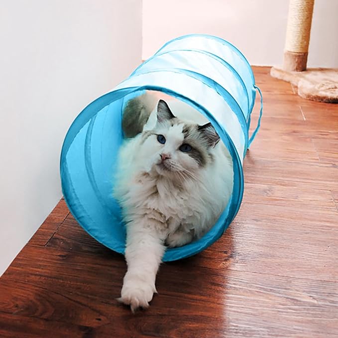 iCAGY Cat Tunnel for Indoor Cats Interactive, Rabbit Tunnel Toys, Pet Toys Play Tunnels for Cats Kittens Rabbits Puppies Crinkle Pop Up Sky Blue 20"