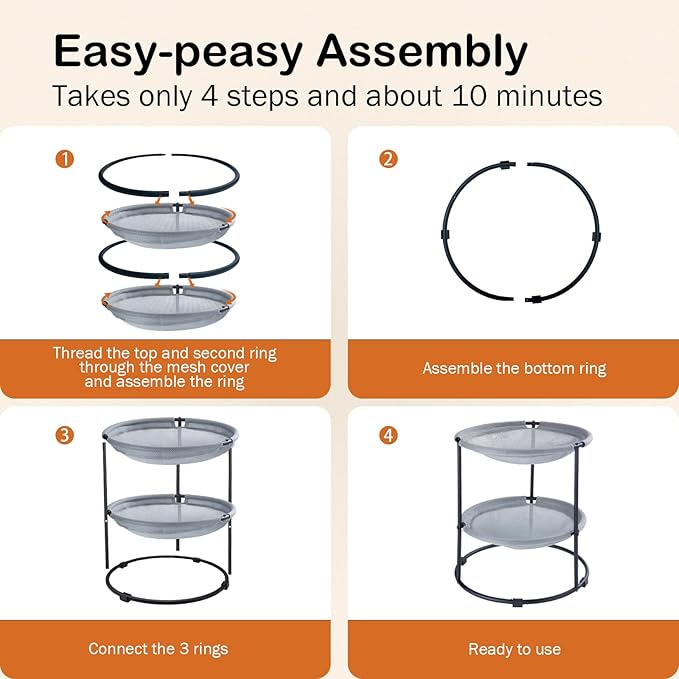 Double Cat Bed,Cat Beds for Indoor Cats, 2 Layers Elevated Cat Beds, Breathable Cat Beds & Furniture,18 x 16.5 x 16.5 Inch Outdoor Cat Bed (2 Large)