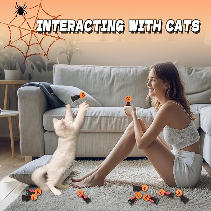 Fulxposs 10Pcs Cat Toys, Cat Toy Interactive Bouncy Ball, Cat Stuff Attract Cats Attention, Goth Cat Toys for Bored Indoor Adult or Kitten Cats Chew Bite Toys,for Pet-Loving Friends