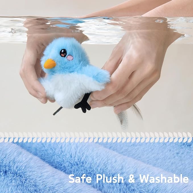 leafur Cat Toy Flapping Bird, Kitten Toys Touch Activated, Cat Enrichment Catnip Toys for Indoor Kitten (Mountain Bluebird Rechargeable)