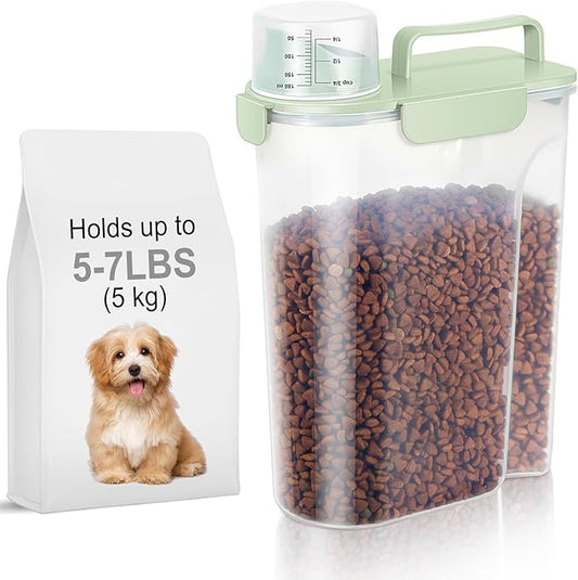 5-7Lbs Dog Food Storage Container with Upgraded Large Nozzle BPA-free, 4 Snap Seals Plastic Pet Food Storage Container with Handles are Easy to Clean and Carry