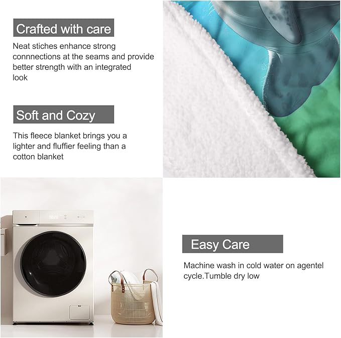 Manatee Family Sherpa Blanket, Animal Print Fleece Throw Blankets for Couch Sofa Bed, Super Soft Warm and Lightweight, 60" x 80"