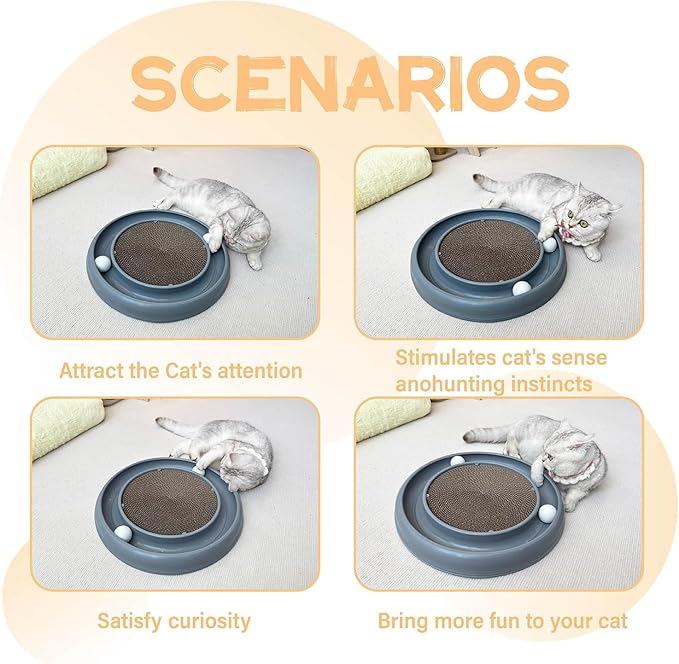 Cat Ball Toy Cat Track Balls Replacement Track Balls for Turbo Round Scratcher Toy (4 pcs), White