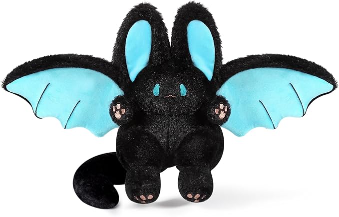 PEACH CAT Kawaii Bat Bunny Plush Pillow Cute Bat Rabbit Stuffed Animal for Kids Black 12"