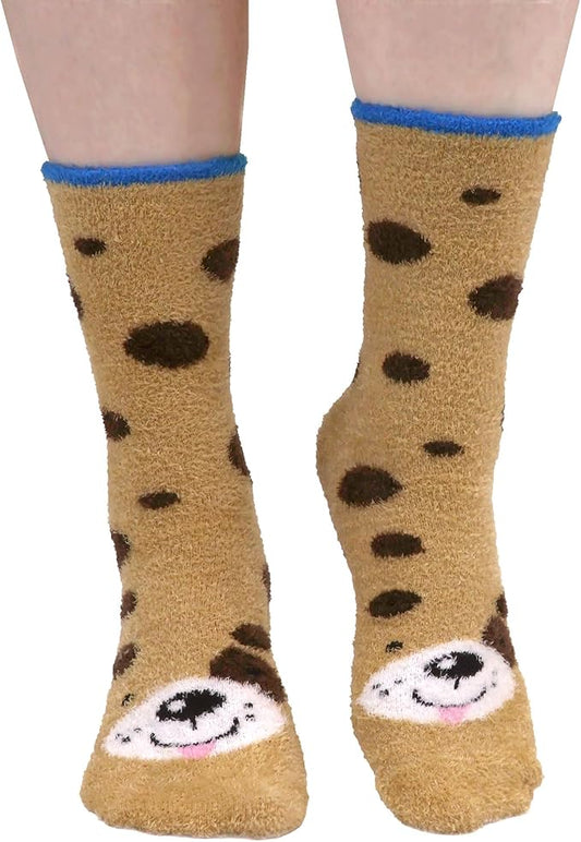 BambooMN Super Soft Warm Cute Women's Animal Non-Slip Fuzzy Fluffy Crew Winter Home Socks