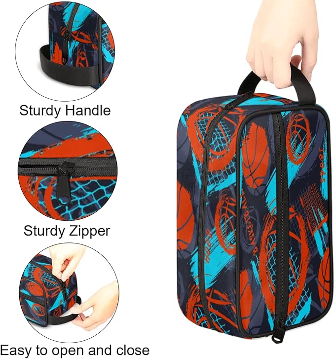 Basketball Boys Toiletry Bag for Kids Dopp Kit Waterproof Hanging Wash Bag Cosmetic Bag Medicine Bag for Travel Sports Shower Essential