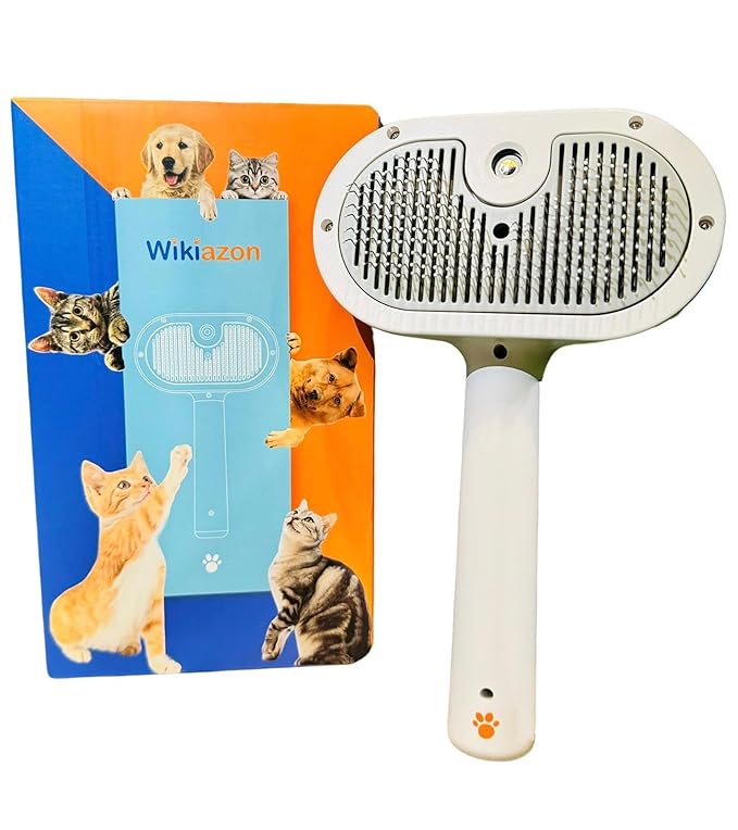 4 In 1 Cat Steam Brush, Self Cleaning, Anti Static Shedding Spray Comb, Hair Removal, Mist Indoor Steamy Grooming Brush for Dog, Water Spritz Defur with Steamer Cloud Para Gatos (White Pro)