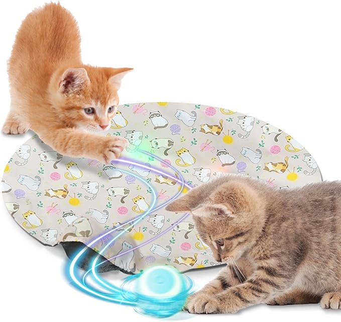 Interactive Cat Toy for Indoor Cats Kittens Toy Hide and Seek Mouse Catching Game Electronic Rolling Ball Toy Rechargeable Cats Toy (Brown Bag)