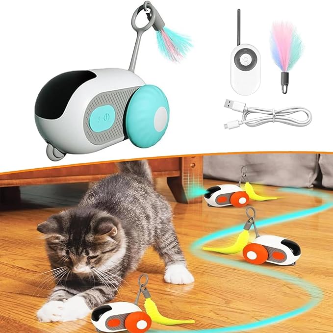 Turbo Tail 2.0 Cat Toy, 2024 Turbo Tail 2.0 Mouse Cat Toy, Three Modes Interactive Teazys Cat Toy, Turbo Tail Popper Cat Toy, Gravity-Sensing Movement, Let Your Cat Play Happily (Blue)