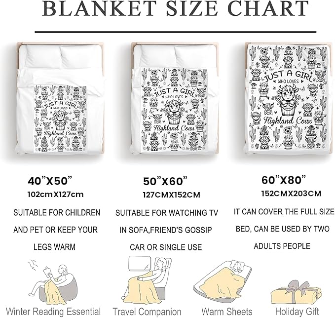 Highland Cow Gifts Sunflower Highland Cow Print Blanket Throw Plush Stuff Cute Animal Butterfly Gifts for Girls Kids Women Adults Highland Cow Lovers Birthday Decorations 50"X40"