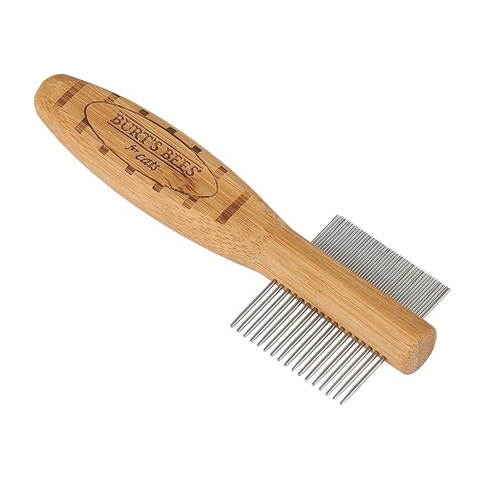 BURT'S BEES FOR PETS Cat Comb, 2-in-1 Double Sided, Removes Fleas, Tangles and Matted Fur, Regular Cat Comb, Ideal for Daily Grooming