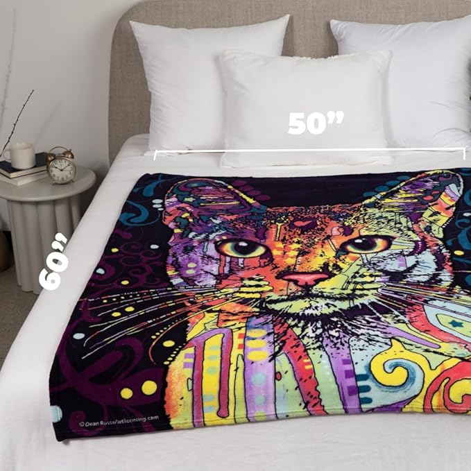 Dawhud Direct Dean Russo Confident Cat Fleece Blanket - 50x60-Inch Soft Plush Throw for Bed, Couch, or Travel - Cozy Cat Blanket for Women, Men, and Kids - Thoughtful Gift for Cat Lovers
