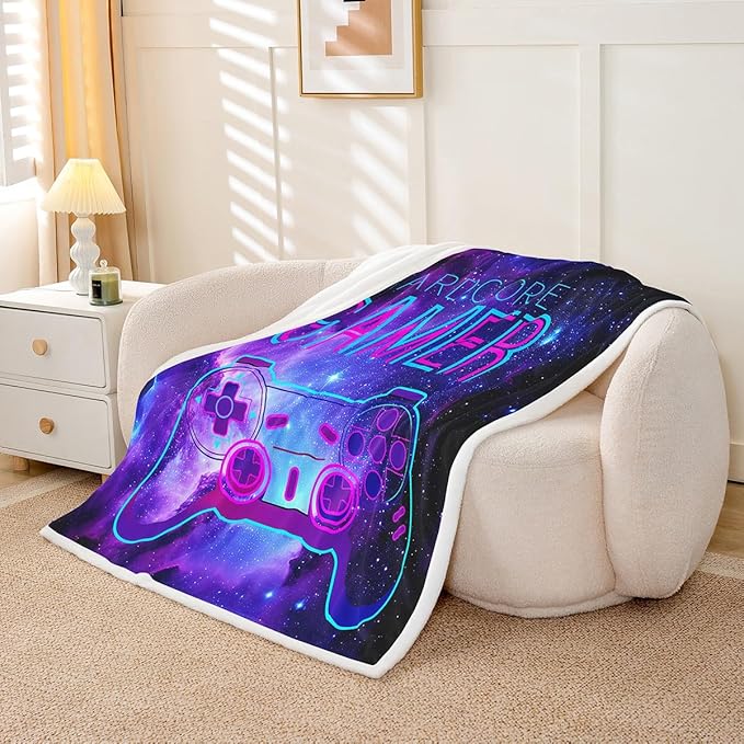 Feelyou Gaming Throw Blanket Boys Gamer Galaxy Sherpa Blanket for Bed Sofa Couch Decor Kids Video Game Gamepad Fleece Throw Blankets Girls Super Soft Warm Plush Blanket Baby 30"x40"