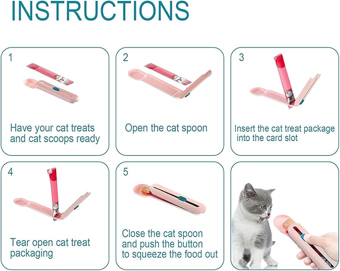 Cat Wet Treats Dispense Spoon，Treat Squeeze Spoon， Feeding & Watering Supplies Wet Cat Food Storage pet Food Spoon(Yellow and Blue)