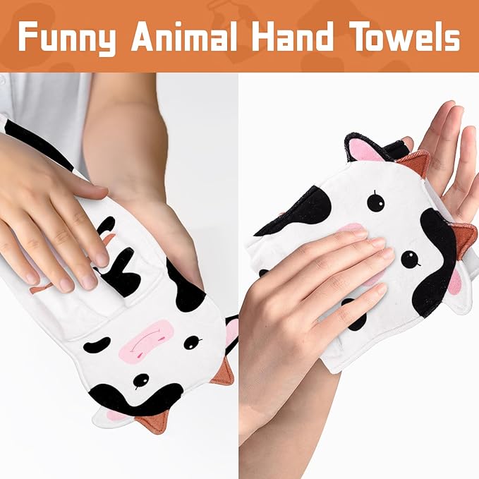 Cow Hand Towels for Kitchen Bathroom - Cute Hand Bath Towels Cow Decor, Soft Hanging Towel for Bathroom Kitchen Decor, Mothers Day Birthday Gifts for Kids Women Mom