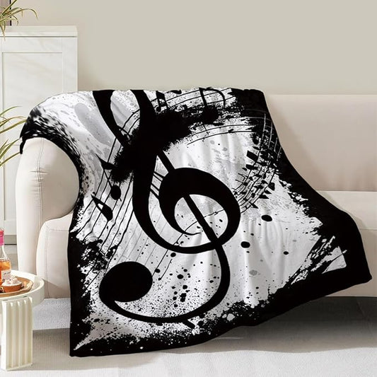 Music Note Blanket Gifts for Women Girls Mom Kids Adults Teen Birthday Christmas Valentine Presents Musical Theme Decor Home Bedroom Living Room Sofa Couch Soft Cozy Plush Fuzzy Flannel Throw 60"x50"