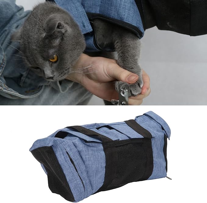 Asixxsix Cat Grooming Bag, Cat Nail Clipping Cleaning Grooming Restraint Bag, Pet Grooming Hammock Cat Restraint Bag for Nail Trimming, Ear Cleaner, Clipping Nails