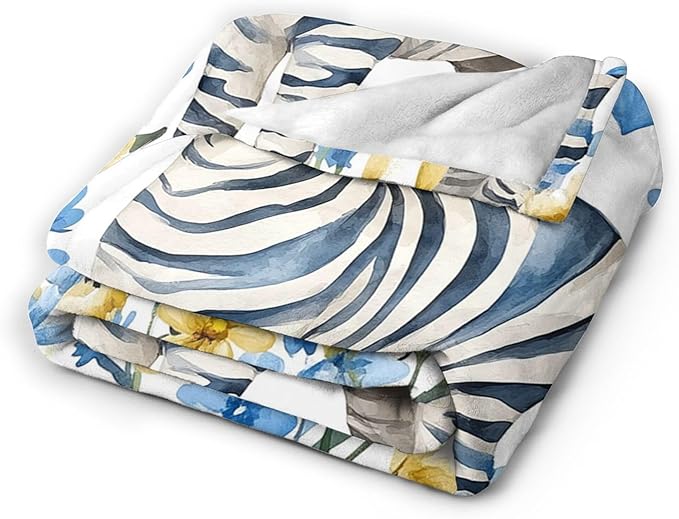 Soft Cozy Zebra Plush Throw Blanket, Super Warm Grassland Animals Fleece Fuzzy Bedding Decor, Zebra Gifts for Kids Girls Boys Women, 60"X80"