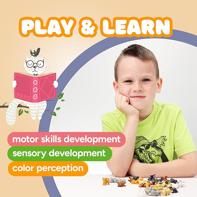 Bulk Toys - Tiny Dogs and Cats for Kids - Small Animals in Bulk - 100 Pcs Little Pet Toys - Tiny Plastic Toys for Kids Prizes - Easter Gifts for Kids