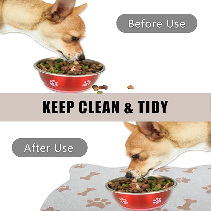 YCT Cat & Dog Mats - No Slip Cat & Dog Mat for Food & Water, 16.9"x24", Navy Blue