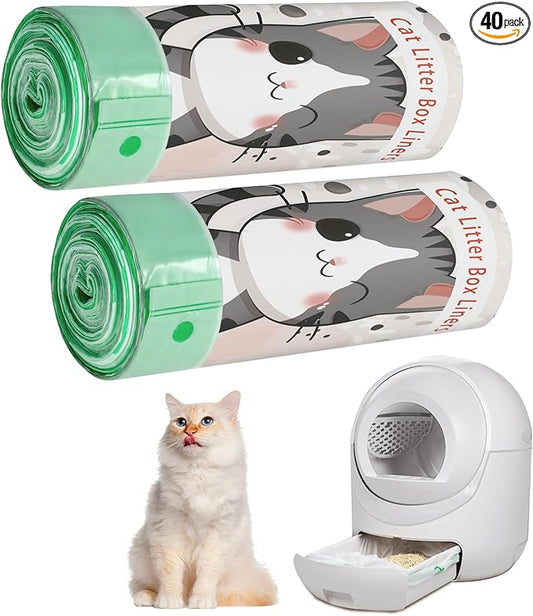40 Count Cat Litter Box Liners and Bags for Automatic Cat Litter Boxes and Litter-Robot.,Waterproof, Easy Cleanup,Heavy Duty