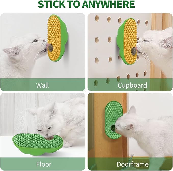 RZM 2 Pcs Catnip and Gall Fruit Ball Toys, Catnip Balls That Stick on Wall, Catnip Toys for Cats, Catnip Wall Balls for Cats Lick, Cat Self-Groomer and Face Scratcher for Indoor Cats, Cat Massage