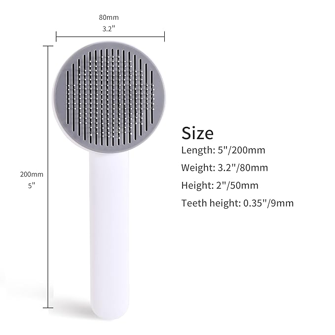 Self Cleaning Slicker Brush for Cat or Dog, Pet Grooming Brush for Long or Short Hair, Dog comb For One Button Gently Removes Loose Undercoat and Shedding Hair (Gray-Only Brush)