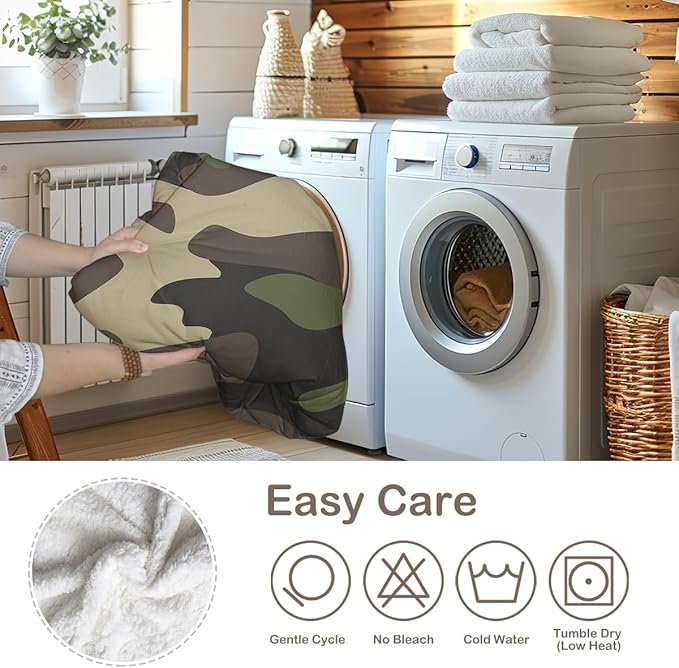 Sleepwish Green Camouflage Fleece Throw Blanket for Kids Boys Soft Brown Camo Camping Sherpa Blanket for Couch Chair, Baby (30"x 40")