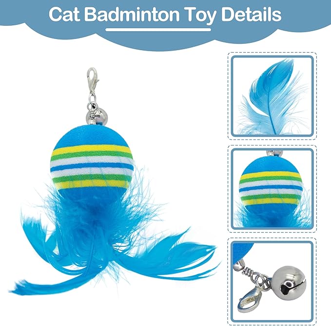 PET SHOW 5 Pack 1.4" Cat Feather Toys Balls with Bell Soft EVA Foam Colorful Rainbow Toy Balls Interactive Kitten Cats Pets Indoor Outdoor Play Activity Chase Training