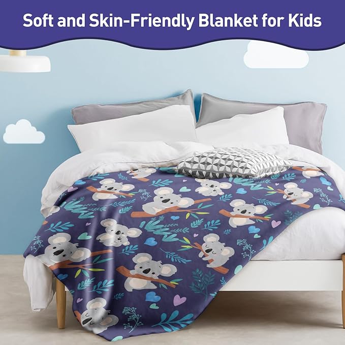 Koala Blanket Soft Flannel Lightweight Throw for Kids Girls Boys - All Season Animal Blanket for Sofa Couch Bed - Decorative Mushroom Present