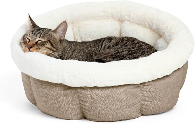 Best Friends by Sheri Cuddle Cup Ilan Cozy Microfiber Cat and Dog Bed in Standard Wheat
