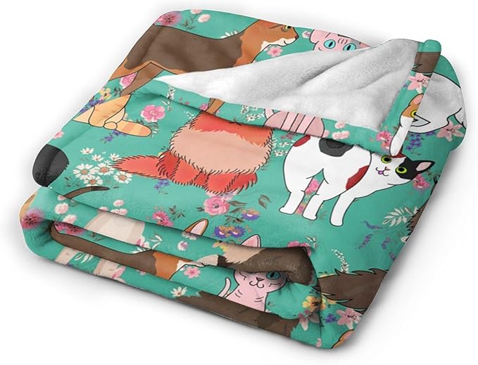 Cat Gifts Blanket 60"X50" Bed Throw Blanket Soft Lightweight Cozy Warm Blankets for Kids Teens Men Women
